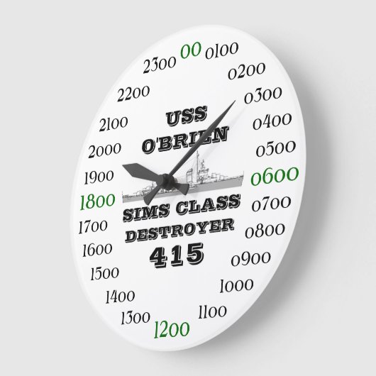 USSオブライエン(DD-415) ラージ壁時計 (傾斜)