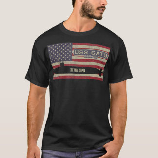 USSガトSSN615核潜水艦アメリカ国旗 Tシャツ