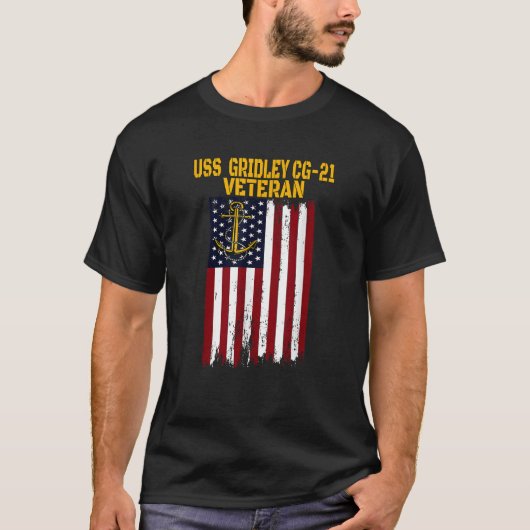 USSグリッドリーCG 21クルーザー退役軍人デイファーザーズダ Tシャツ (正面)