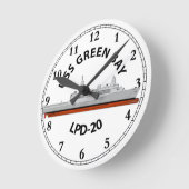 USSグリーンベイ、LPD-20、サンアントニオ ラウンド壁時計 (傾斜)