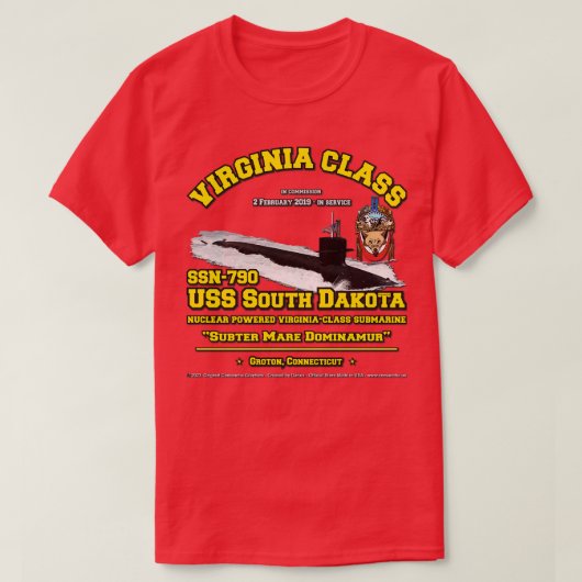 USSサウスダコタSSN790海軍潜水艦 Tシャツ (デザイン正面)