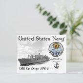 USSサンディエゴ AFS-6 補給艦 ポストカード (スタンド正面)