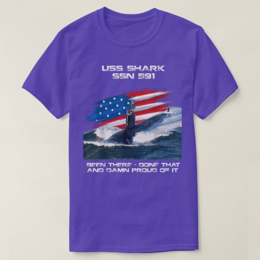 USSシャークSSN591アメリカ国旗の潜水艦退役軍人X Tシャツ (デザイン正面)