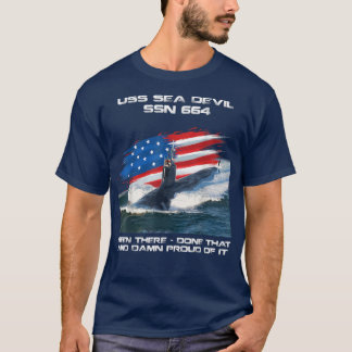 USSシーデビルSSN664アメリカ国旗の潜水艦ベーター Tシャツ
