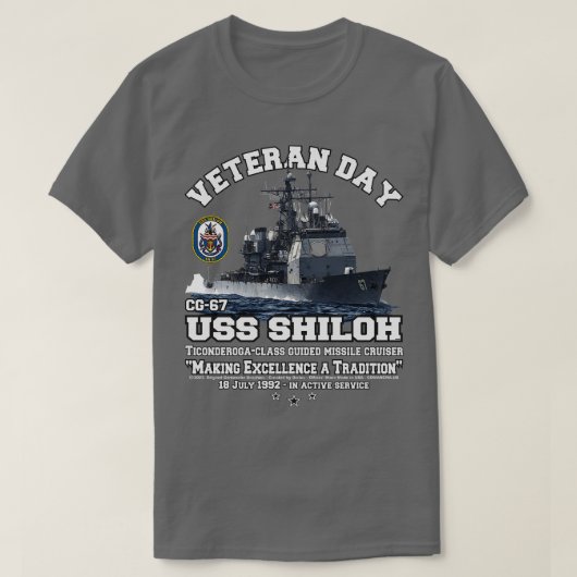USSシーロCG67クルーザー退役軍人 Tシャツ (デザイン正面)
