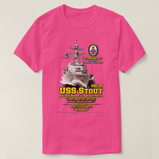 USSスタウトDDG55デストロイヤー退役軍人 Tシャツ (デザイン正面)