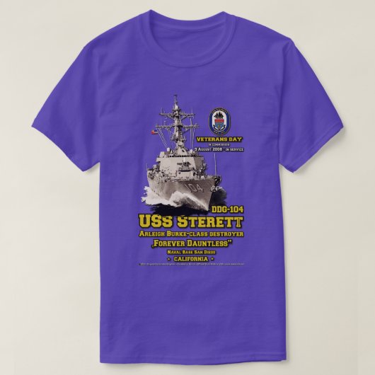 USSステレオDDG104デストロイヤー退役軍人 Tシャツ (デザイン正面)