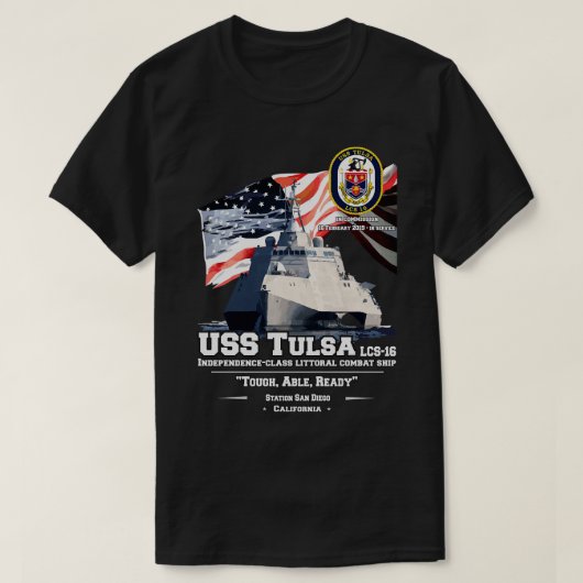 USSタルサLCS16独立階級リトグラフ戦 Tシャツ (デザイン正面)
