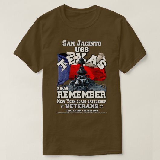 USSテキサス州BB35戦艦サンジャック Tシャツ (デザイン正面)
