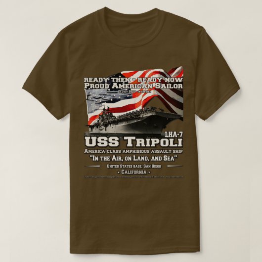 USSトリポリLHA7両用突撃船退役軍人 Tシャツ (デザイン正面)