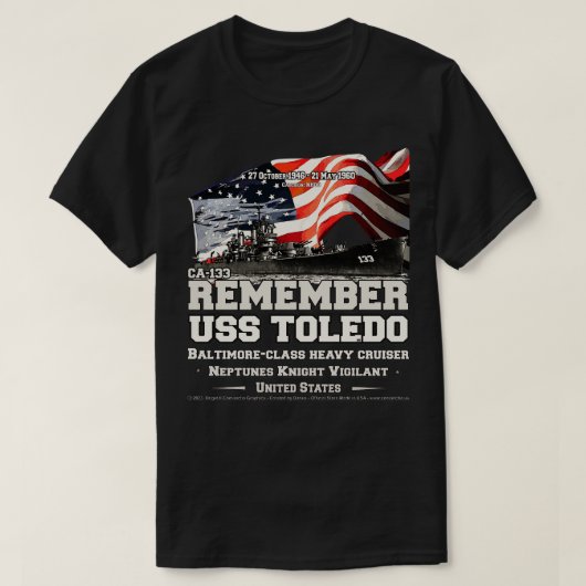 USSトレドCA133重巡洋艦退役軍人 Tシャツ (デザイン正面)