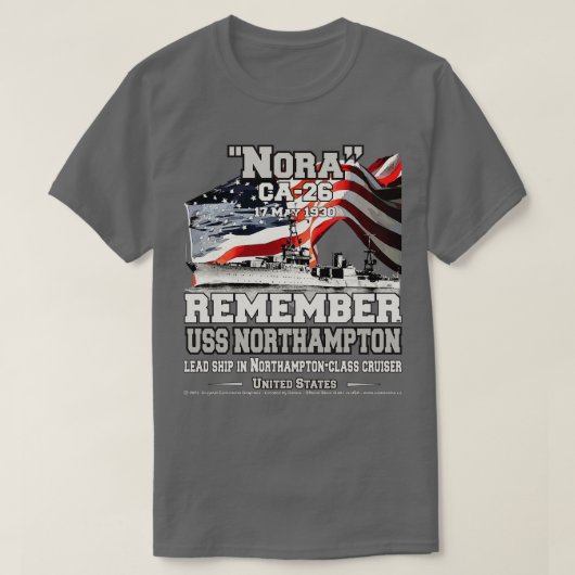 USSノーサンプトンCA26米国海軍クルーザーを記憶 Tシャツ (デザイン正面)