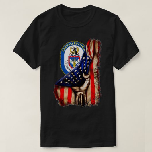USSバレーフォージCG50アメリカ国旗 Tシャツ (デザイン正面)
