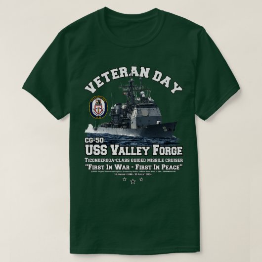 USSバレーフォージCG50 USクルーザー退役軍人 Tシャツ (デザイン正面)