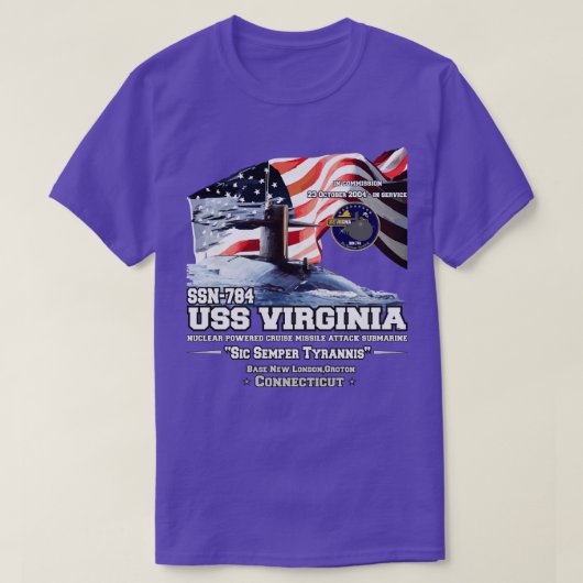 USSバージニアSSN774潜水艦退役軍人 Tシャツ (デザイン正面)
