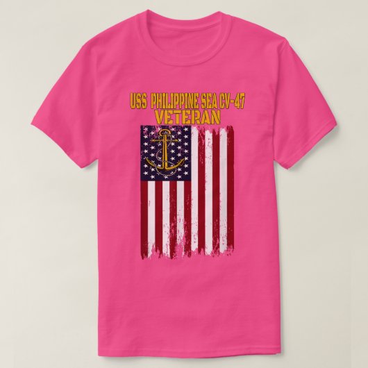 USSフィリピン海CV47航空機キャリア退役軍人 Tシャツ (デザイン正面)