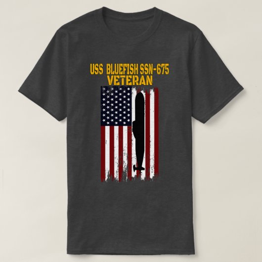 USSブルーフィッシュSSN675潜水艦退役軍人日父 Tシャツ (デザイン正面)