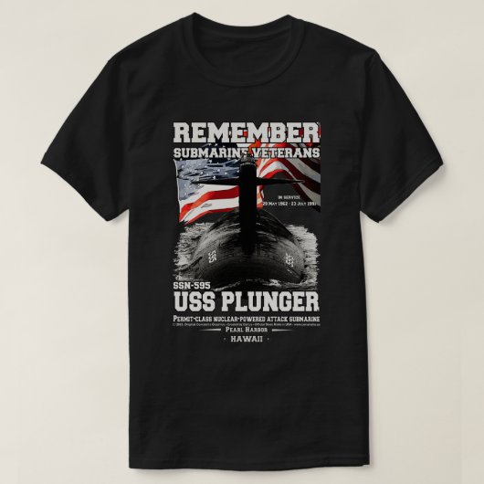 USSプランジャーSSN595潜水艦退役軍人 Tシャツ (デザイン正面)