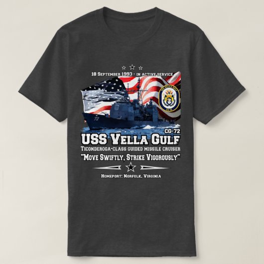 USSベラ湾CG72クルーザー Tシャツ (デザイン正面)