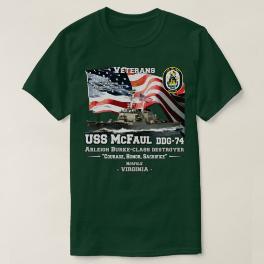 USSマファウル駆逐艦退役軍人 Tシャツ (デザイン正面)