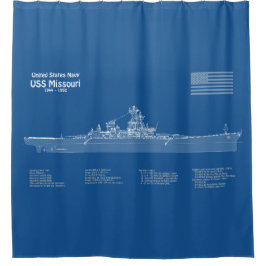 USSミズーリ – 船舶設計図プランABD シャワーカーテン