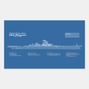 USSミズーリ – 船舶設計図プランABD 長方形シール