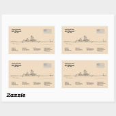 USSミズーリ – 船舶設計図プランSD 長方形シール (シート)