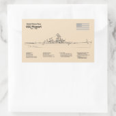 USSミズーリ – 船舶設計図プランSD 長方形シール (バッグ)