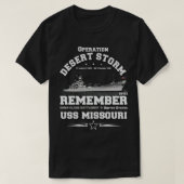 USSミズーリBB63作戦の砂漠の嵐を思い出す Tシャツ (デザイン正面)