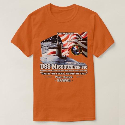 USSミズーリSSN780潜水艦退役軍人 Tシャツ (デザイン正面)
