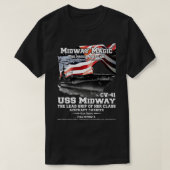 USSミッドウェイCV41航空機キャリア退役軍人 Tシャツ (デザイン正面)