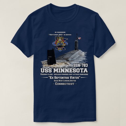USSミネソタSSN783バージニアクラス高速攻撃サブ Tシャツ (デザイン正面)