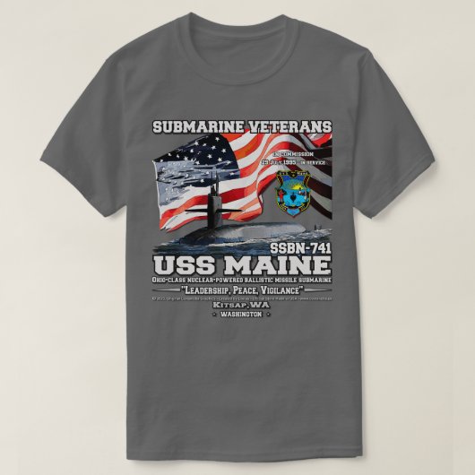 USSメインSSBN741米国海軍潜水艦 Tシャツ (デザイン正面)