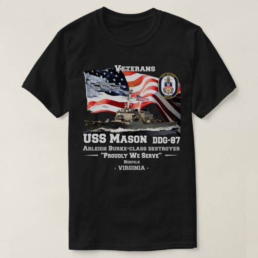 USSメーソン駆逐艦退役軍人 Tシャツ (デザイン正面)