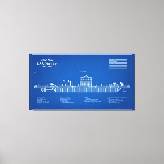 USSモニター – 船舶設計図プランABD キャンバスプリント (正面)