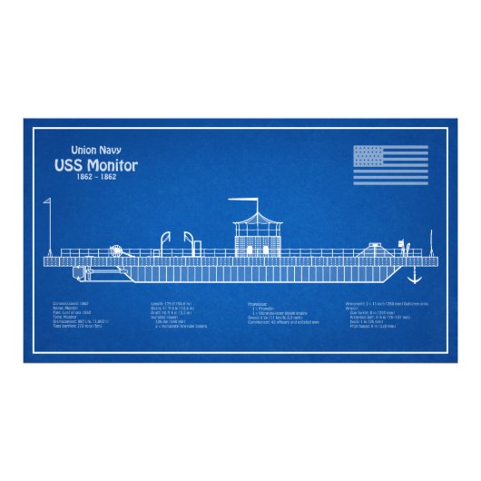 USSモニター – 船舶設計図プランABD フォトプリント            (正面)