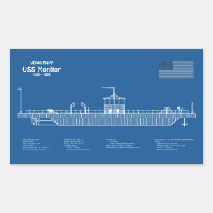 USSモニター – 船舶設計図プランABD 長方形シール