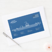 USSモニター – 船舶設計図プランABD 長方形シール (封筒)