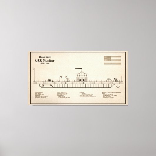 USSモニター – 船舶設計図プランSD キャンバスプリント (正面)