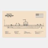 USSモニター – 船舶設計図プランSD 長方形シール (正面)
