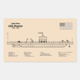 USSモニター – 船舶設計図プランSD 長方形シール