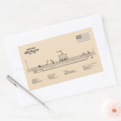 USSモニター – 船舶設計図プランSD 長方形シール (封筒)