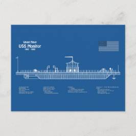 USSモニター - 船舶設計図 ABD ポストカード