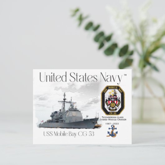 USSモバイルCG-53誘導ミサイルクルーザー ポストカード (スタンド正面)