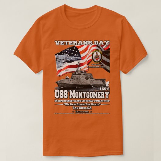USSモンゴメリーLCS8リトル戦闘艦 Tシャツ (デザイン正面)