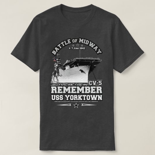 USSヨークタウンCV5記憶第2次世界大戦 Tシャツ (デザイン正面)
