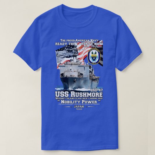 USSラシュモアLSD47海軍波止場着陸船 Tシャツ (デザイン正面)