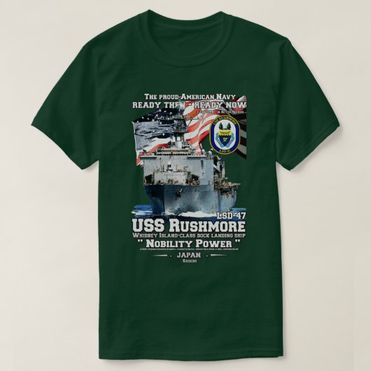 USSラシュモアLSD47海軍船 Tシャツ (デザイン正面)