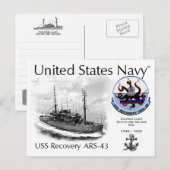 USSリカバリーARS-43救助と救助市 – POSTC ポストカード (正面/裏面)