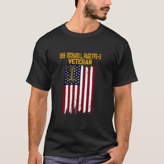 USSリチャードLページFFG 5フリゲート退役軍人デイファス Tシャツ (正面)
